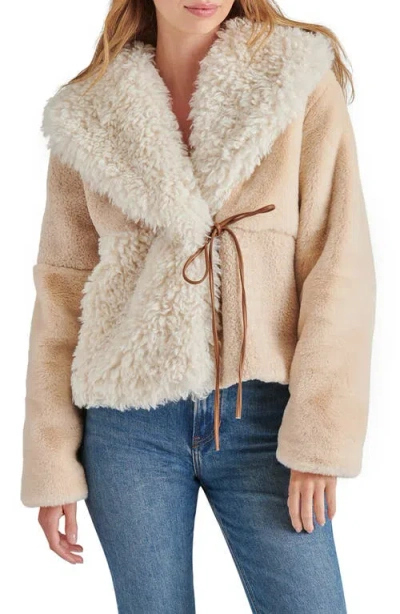 Steve Madden Winterlyn Faux Shearling Jacket In Natural