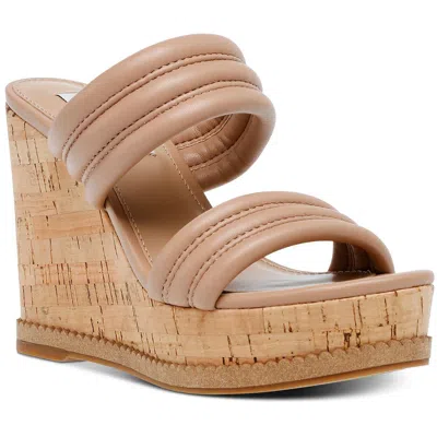 Steve Madden Wipeout Womens Faux Leather Cork Wedge Sandals In Multi