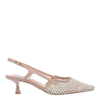 Steve Madden Womens Beige Legaci Rhinestone-embellished Heeled Woven Slingbacks Eur 37 / 4 Uk
