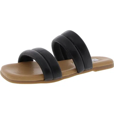 Steve Madden Wizen Womens Quilted Leather Slide Sandals In Black