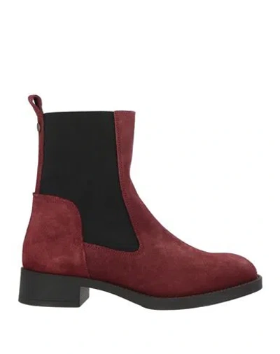 Steve Madden Woman Ankle Boots Burgundy Size 8.5 Leather In Red