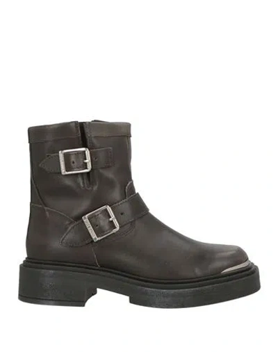 Steve Madden Woman Ankle Boots Charcoal Size 11 Leather In Grey