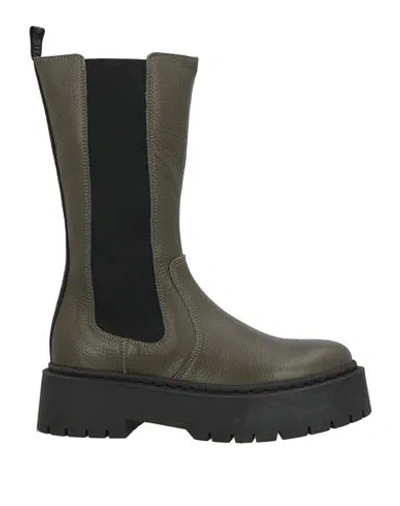 Steve Madden Woman Ankle Boots Military Green Size 6 Leather