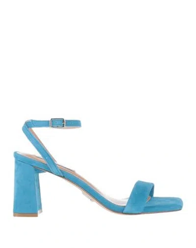 Steve Madden Woman Sandals Azure Size 8 Soft Leather In Blue