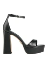 Steve Madden Woman Sandals Black Size 8 Leather In Black