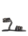 Steve Madden Open-toed Ankle Belt Flat-soled Sandals In Black