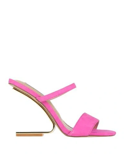 Steve Madden Woman Sandals Magenta Size 8 Leather