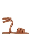 Steve Madden Woman Sandals Tan Size 8 Leather In Brown