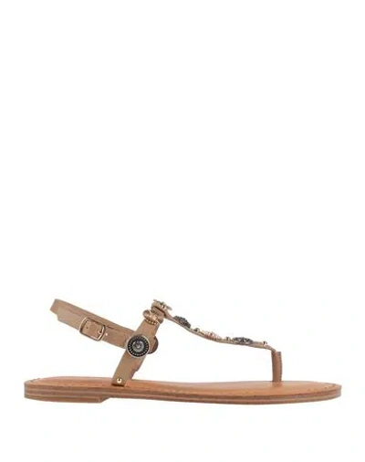 Steve Madden Woman Thong Sandal Light Brown Size 8 Leather In Beige