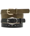 Steve Madden Women's 2-pc. Faux-leather Belt Set In Olive,black