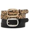 Steve Madden Women's 2 Piece Leopard And Textured Belt In Neutral