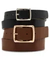 Steve Madden Women's 2 Piece Smooth And Textured Belts In Multi