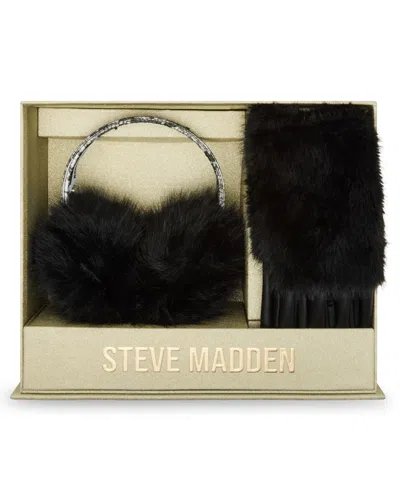 Steve Madden Women's 2-piece Snake Band Earmuff And Gloves Gift Set In Black