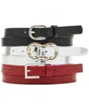 Steve Madden 3-pc. Set Mixed Faux-leather Belts In Wine Multi