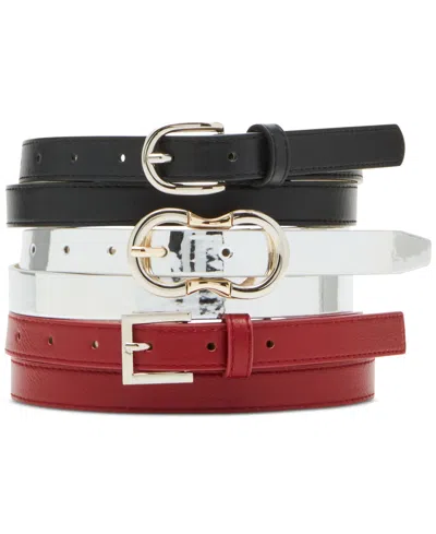 Steve Madden Women's 3-pc. Faux-leather Belt Set In Wine Multi