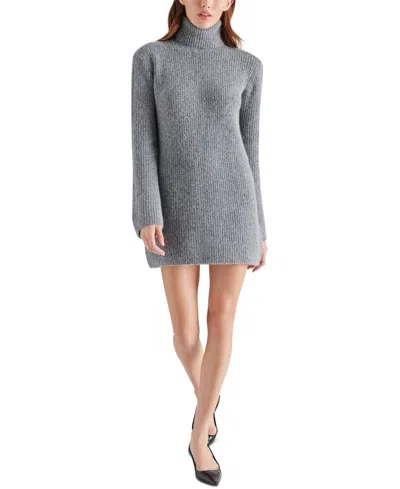 Steve Madden Women's Abbie Turtleneck Sweater Dress In Heather Grey