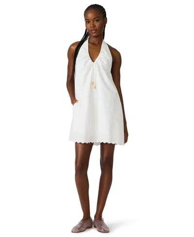Steve Madden Adana Halter Poplin Minidress In Neutral