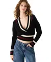 Steve Madden Addison Contast Trim Cable Knit Sweater In Gold