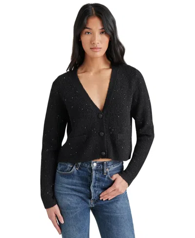 Steve Madden Women's Aero Metallic-knit Cardigan In Black