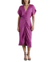 Steve Madden Aimee Ruched Front Midi Dress In Radiant Orchid