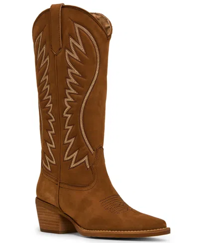 Steve Madden Women's Albany Western Pull-on Cowboy Boots In Brown