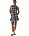 Steve Madden Alessa Sleeveless Plaid Shirt In Black