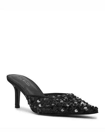 STEVE MADDEN WOMEN'S ALEXI SEQUIN MESH MULES