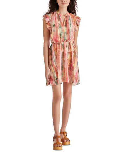 Steve Madden Women's Alle Printed Flutter-sleeve Elastic-waist Dress In Multi