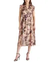 Steve Madden Allegra Abstract Print Ruffle Chiffon Midi Dress In Autumn Mauve