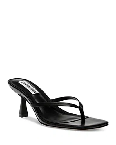 Steve Madden Women's Allies Kitten-heel Thong Dress Sandals In Black Leather