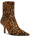 Steve Madden Alston-l Womens Zipper Calf Hair Ankle Boots In Leopard