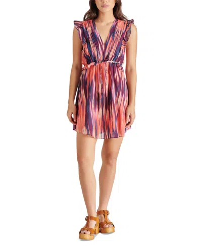 Steve Madden Women's Althea Ruffled Tie-front Dress In Stripe Mul