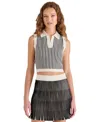 Steve Madden Amery Crop Polo Sweater Tank In Black