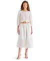 Steve Madden Anaisa Eyelet Embroidered Midi Skirt In Antique