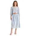 Steve Madden Anaisa Eyelet Embroidered Midi Skirt In Iris Blue