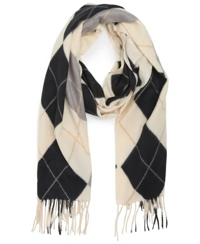 Steve Madden Women's Argyle Print Midweight Scarf In White