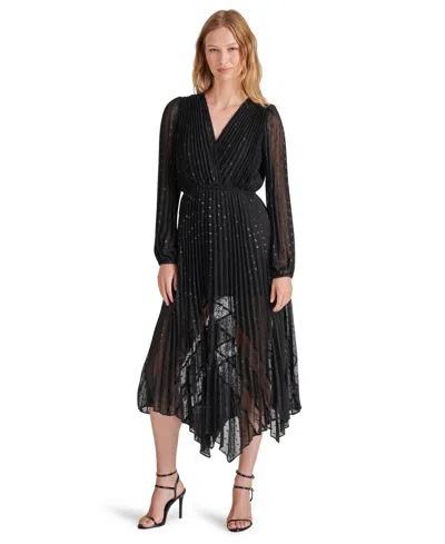 STEVE MADDEN WOMEN'S ARI LACE PLEATED HANDKERCHIEF-HEM DRESS