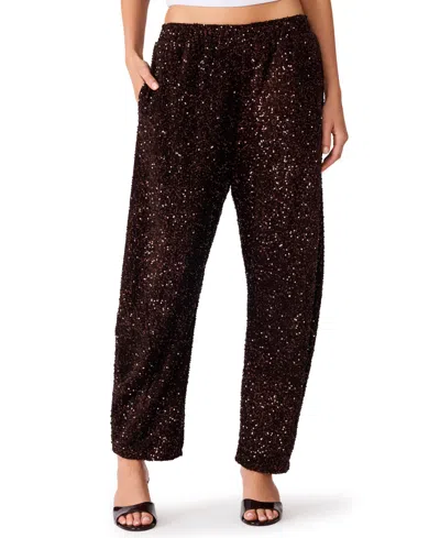 Steve Madden Women's Arlet Sequin Pull-on High-rise Pants In Dark Toffe