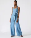 Steve Madden Artie Halter Neck Denim Jumpsuit In Blue