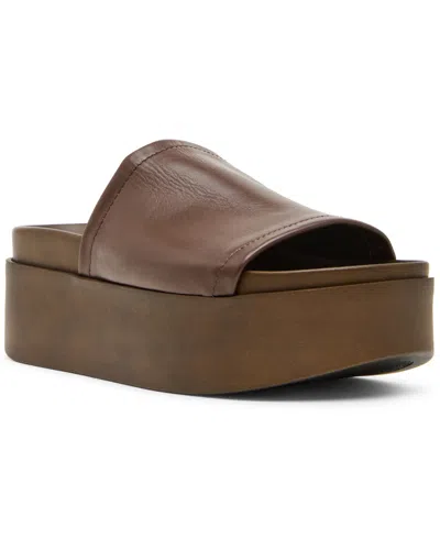 Steve Madden Women's Arwen Flatform Slip-on Slide Sandals In Brown