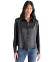 Steve Madden Women's Asa Charmeuse Shoulder Pad Shirt In Black