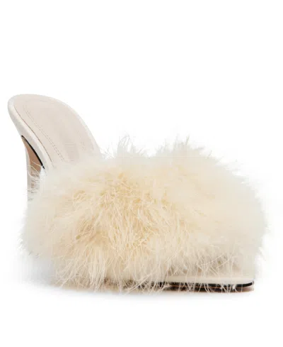 Steve Madden Women's Ashbey Feather Stiletto Dress Mules In Neutral