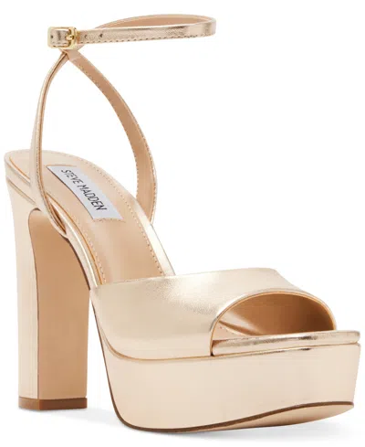 Steve Madden Women's Assured Ankle-strap Platform Dress Sandals In Gold Metallic
