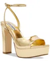 Steve Madden Assured Womens Leather Ankle Strap Heels In Gold Mirror Metallic
