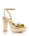 Steve Madden Assured Womens Leather Ankle Strap Heels In Gold Mirror Metallic