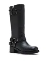 Steve Madden Women's Astor Multi Buckle Tall Block Heel Boots In Black Leather