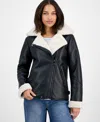 Steve Madden Women's Asymmetric Faux-shearling Coat In Black