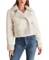 Steve Madden Athen Faux Shearling Aviator Jacket In Bone