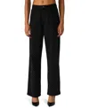 Steve Madden Avaline Crystal Embellished High Waist Relaxed Straight Leg Jeans In Black