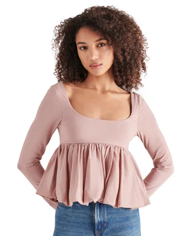 Steve Madden Women's Avielle Long-sleeve Peplum Top In Ash Rose
